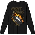 thumbnail image 1 of "Perfect Spirals" Flaming Football Adult Black Long Sleeve Tee-Medium, 1 of 3