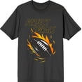 thumbnail image 1 of "Perfect Spirals" Flaming Football Adult Charcoal Short Sleeve Tee-Medium, 1 of 2