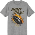 thumbnail image 1 of "Perfect Spirals" Flaming Football Adult Heather Gray Short Sleeve Tee-Medium, 1 of 2