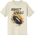 thumbnail image 1 of "Perfect Spirals" Flaming Football Adult Natural Short Sleeve Tee-Medium, 1 of 2