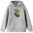 thumbnail image 1 of "Perfect Spirals" Flaming Football Youth Heather Gray Long Sleeve Hoodie-Large, 1 of 3