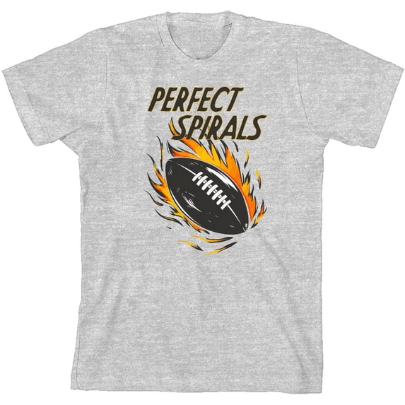 "Perfect Spirals" Flaming Football Youth Heather Gray Short Sleeve Tee-Medium