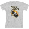 thumbnail image 1 of "Perfect Spirals" Flaming Football Youth Heather Gray Short Sleeve Tee-Small, 1 of 2