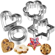 Perfect Stainless Steel 12 Pieces Cookies/Biscuits/Pastry Cutter Set of 4 Different Shapes in Heart, Star, Circle, and Flower Shapes Mold Fondant Cutter - 1 Set