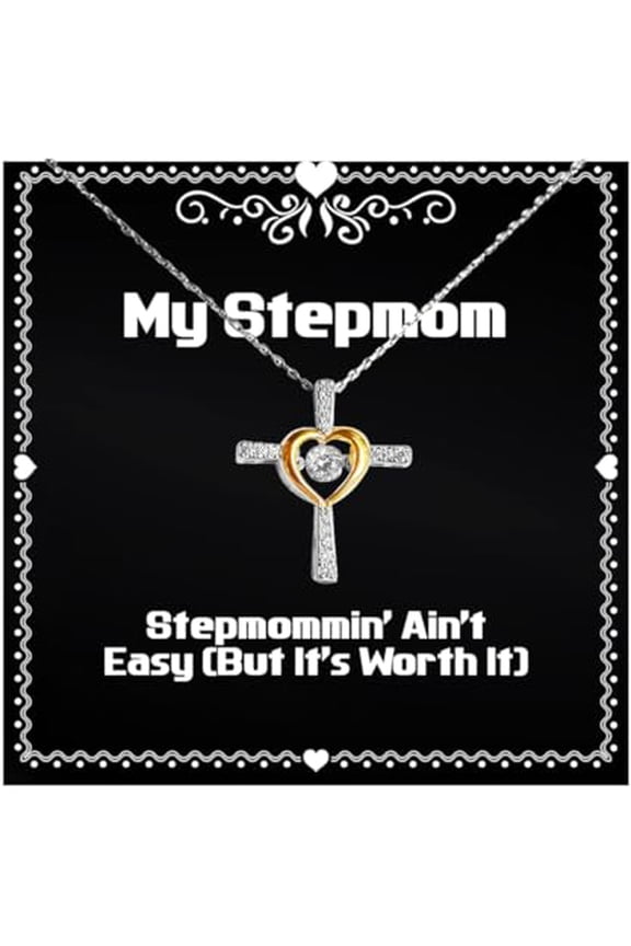 Perfect Stepmom Gifts, Stepmommin' Ain't Easy), Inspirational Cross Dancing Necklace For Mom, Jewelry From Son Daughter, Unique stepmom cross dancing necklace gift, Mothers day gift, Birthday gift,