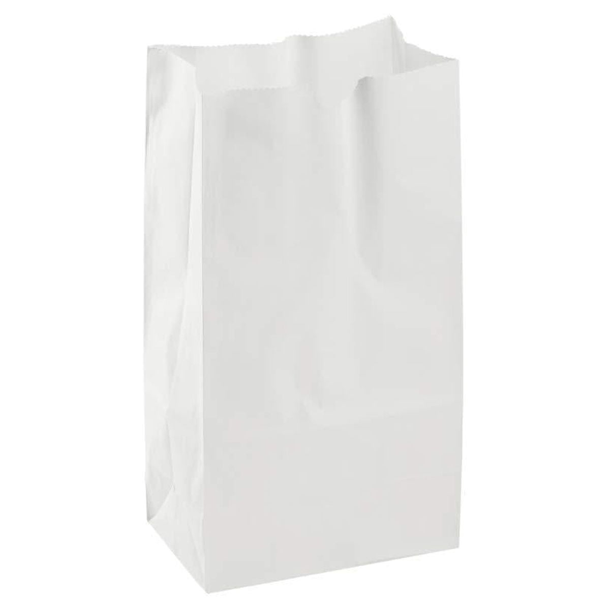 Perfect Stix Paper Lunch Bags 500 Pcs White Paper Bags Snack Bags Kraft Grocery Bags Paper Sacks Bags Bulk(4 lb, 5.1 x 3.2 x 9.8 inch)