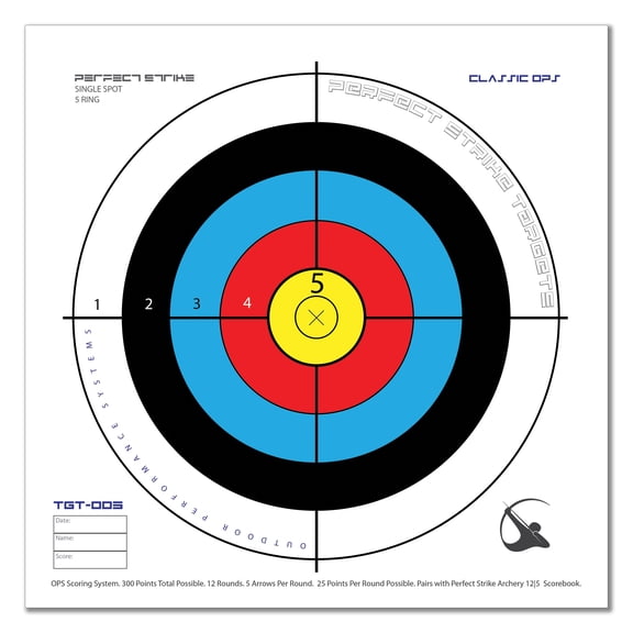 Perfect Strike ARCHERY SYSTEM Targets. CLASSIC OPS No. 005. Single. 12" x 12". (24 Targets.)