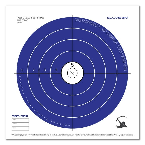Perfect Strike ARCHERY SYSTEM Targets. CLASSIC OPS No. 009. Single Spot. 12" x 12". (24 Targets.)