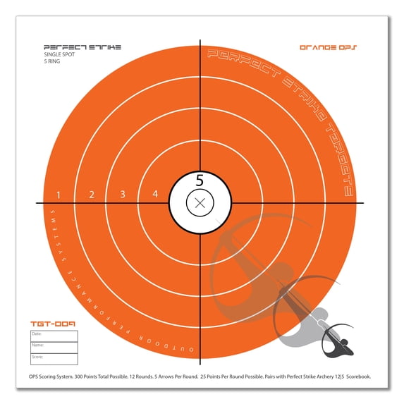 Target Strike Pattern Perfect Strike ARCHERY System Targets. ORANGE OPS No. 009. Single Spot ...