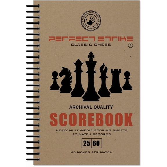 Perfect Strike Chess SCOREBOOK with Rules and Scoring Instructions. Heavy duty. Practice and Competition. (5.5" x 8.5") LS-25:60 (1 Book)
