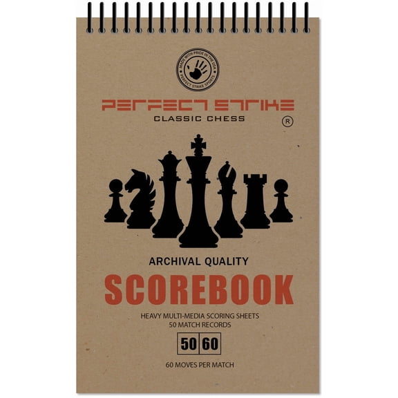 Perfect Strike Chess SCOREBOOK with Rules and Scoring Instructions. Heavy duty. Practice and Competition. (5.5" x 8.5") TS-50:60 (2 Book Value Pack)