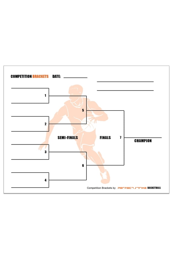 Competition Brackets for Team tournaments or Skills competitions. Sheet Brackets for up to 8 participants. BASKETBALL