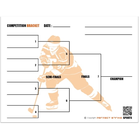 Perfect Strike Competition Brackets for Team tournaments or Skills competitions. Sheet Brackets for up to 8 participants. HOCKEY