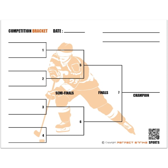 Perfect Strike Competition Brackets for Team tournaments or Skills competitions. Sheet Brackets for up to 8 participants. HOCKEY
