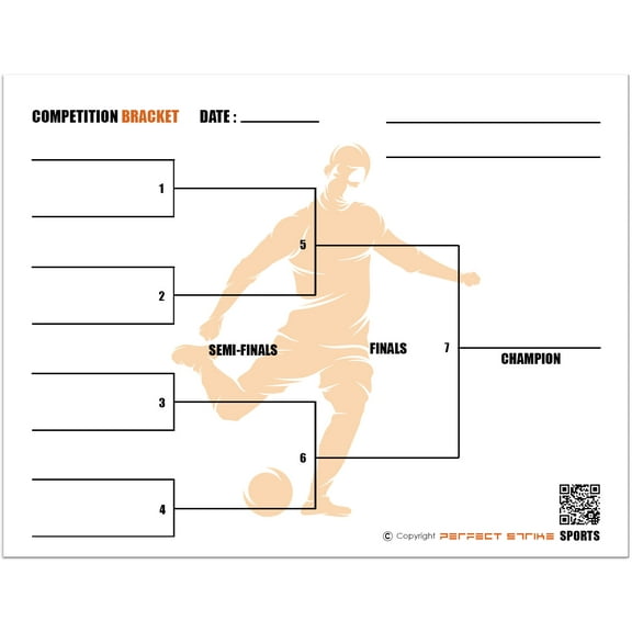 Perfect Strike Competition Brackets for Team tournaments or Skills competitions. Sheet Brackets for up to 8 participants. SOCCER