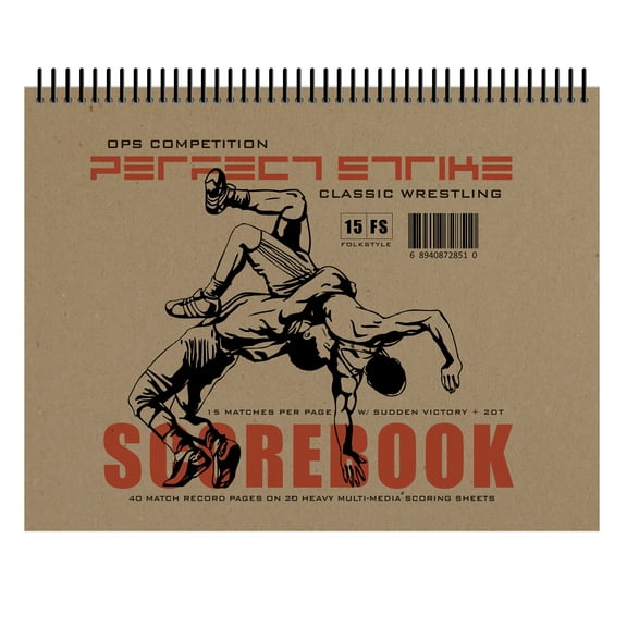 Perfect Strike WRESTLING Scorebook with Rules and Scoring Instructions. Heavy Duty. Meets and Tournaments. TS-15-FS-H (1 Book)
