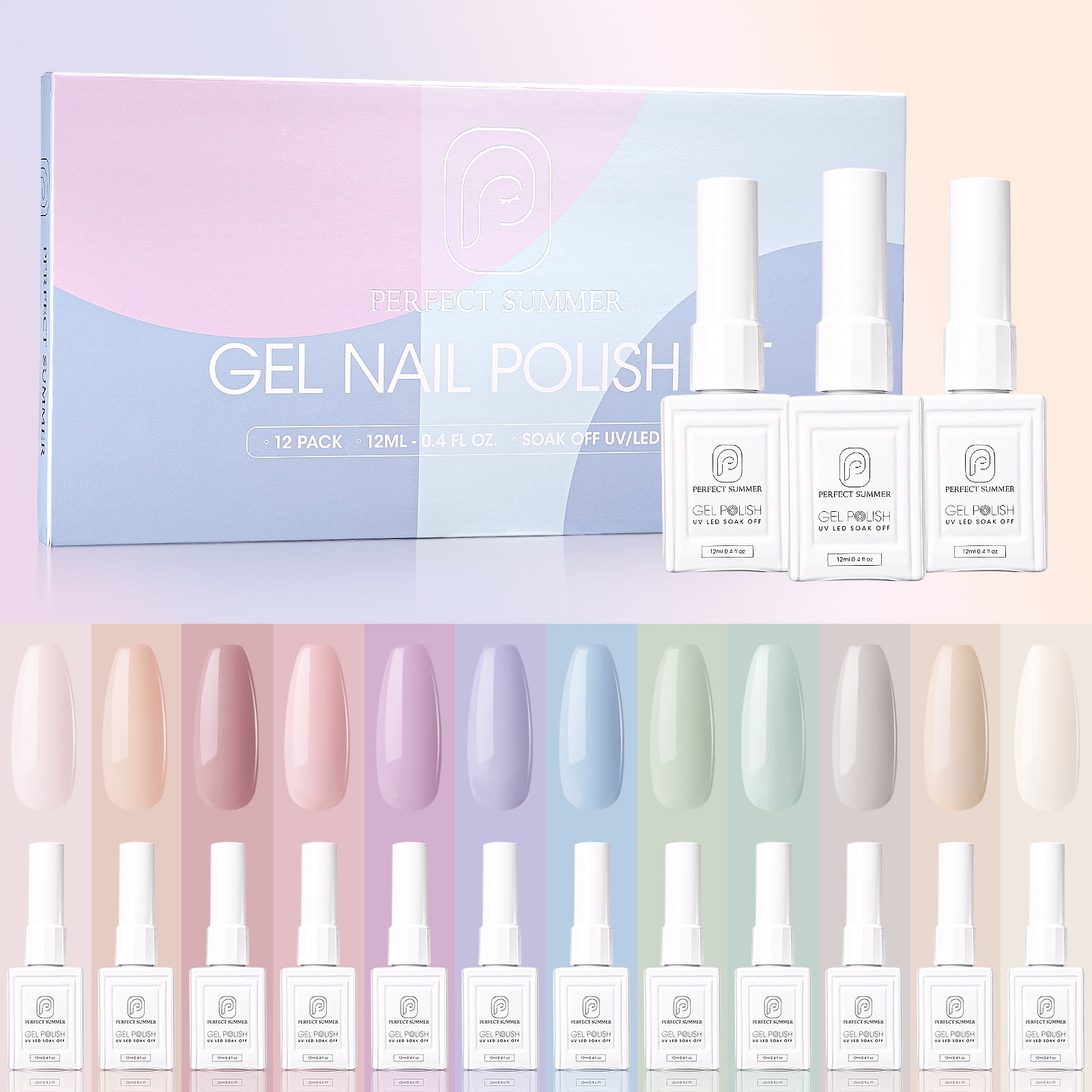 Perfect Summer Gel Nail Polish, 12 Macaron Gel Colors Gel Polish