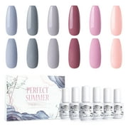 Perfect Summer Gel Nail Polish Set, 6 Nude Gray Pink Colors Gel Polish, Soak Off Nail Polish Gel, UV Gel Polish, Gift for Girls Women
