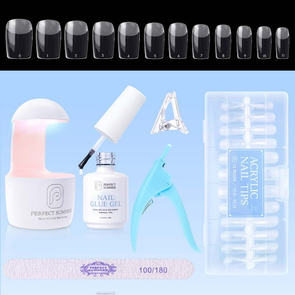 Perfect Summer Short Square Fake Nail Tips for Press on Nails, 504Pcs Soft Gel Tips for Nail Extensions Full Cover Pre-shaped 12 Sizes Clear False Nails for Nail Art