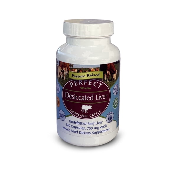 Perfect Supplements – Perfect Desiccated Liver – 120 Capsules - 100% Grass-Fed Beef Liver – Healthy, Natural Energy Boost