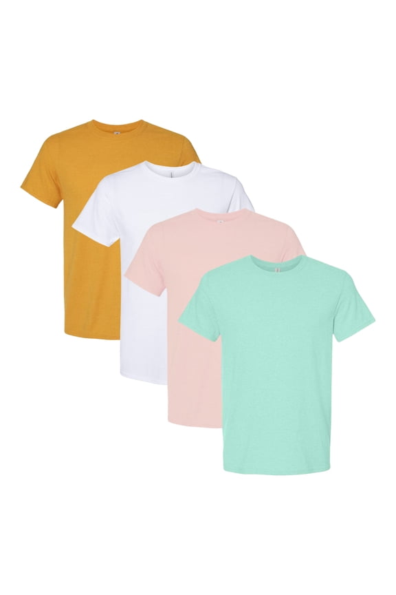Perfect-T Bulk T-Shirt For Men, 100% Ring-Spun USA Cotton, Assorted Short Sleeve Crewneck Plain Tees (Bright Color 4 Pack, 3XL)