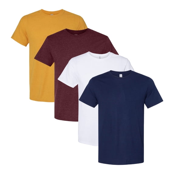 Perfect-T Bulk T-Shirt For Men, 100% Ring-Spun USA Cotton, Assorted Short Sleeve Crewneck Plain Tees (Dark+Bright Color 4 Pack, L)