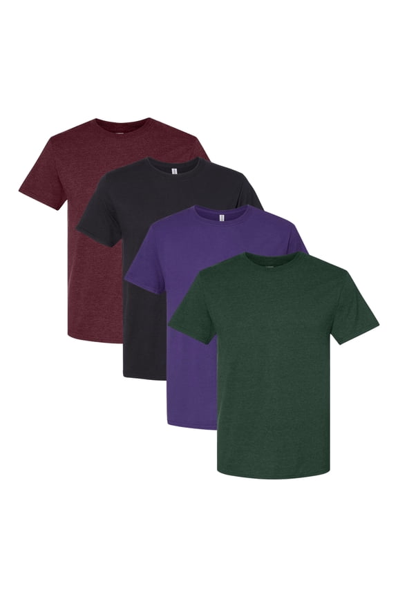 Perfect-T Bulk T-Shirt For Men, 100% Ring-Spun USA Cotton, Assorted Short Sleeve Crewneck Plain Tees (Dark Color 4 Pack, S)