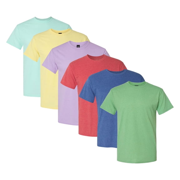 Perfect-T Triblend Bulk T-Shirt, 60/30/10 Polyester/US Cotton/Rayon Assorted Short Sleeve Crewneck Tees (Bright Color 6 Pack, S)