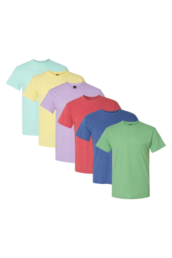 Perfect-T Triblend Bulk T-Shirt, 60/30/10 Polyester/US Cotton/Rayon Assorted Short Sleeve Crewneck Tees (Bright Color 6 Pack, S)