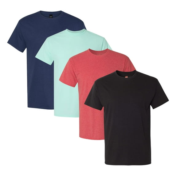 Perfect-T Triblend Bulk T-Shirt, 60/30/10 Polyester/US Cotton/Rayon Assorted Short Sleeve Crewneck Tees (Dark+Bright Color 4 Pack, M)