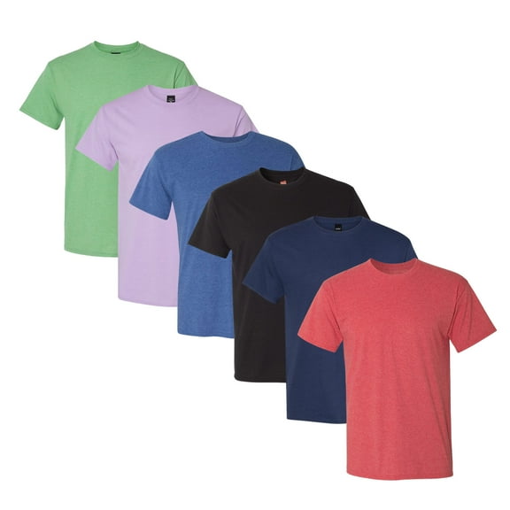 Perfect-T Triblend Bulk T-Shirt, 60/30/10 Polyester/US Cotton/Rayon Assorted Short Sleeve Crewneck Tees (Dark Bright Color 6 Pack, M)