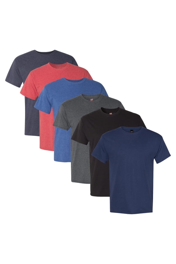 Perfect-T Triblend Bulk T-Shirt, 60/30/10 Polyester/US Cotton/Rayon Assorted Short Sleeve Crewneck Tees (Dark Color 6 Pack, XL)