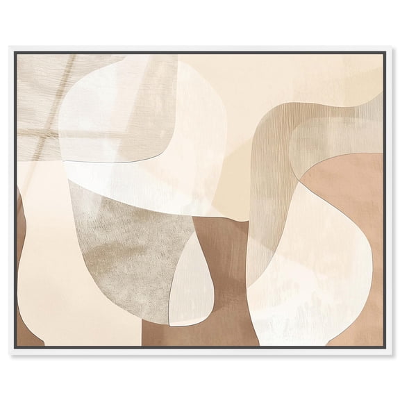 Perfect Tan Shapes Framed High-Gloss Acrylic Glass Wall Art Abstracts by Art Remedy, White Frame, 24 x 20