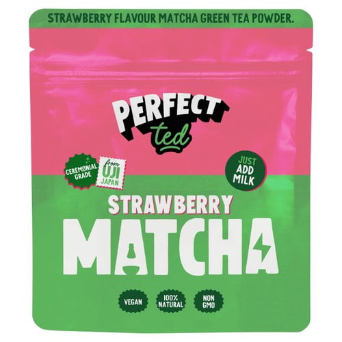 Perfect Ted Matcha Powder Strawberry 75g, British Import (Pack of 2)