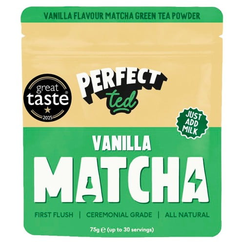 Perfect Ted Matcha Powder Vanilla Bean 75g, British Import (Pack of 2)