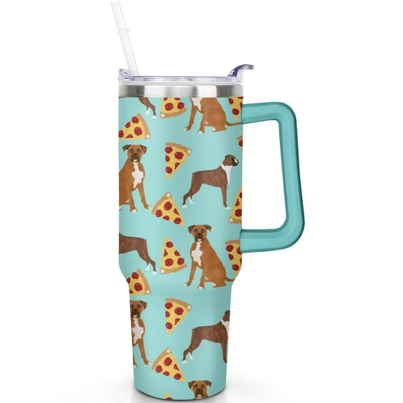 Perfect Travel Companion – 40oz Dog Lover Tumbler with Leak Proof Lid, Handle and Straw, Vacuum Insulated Mug Gift