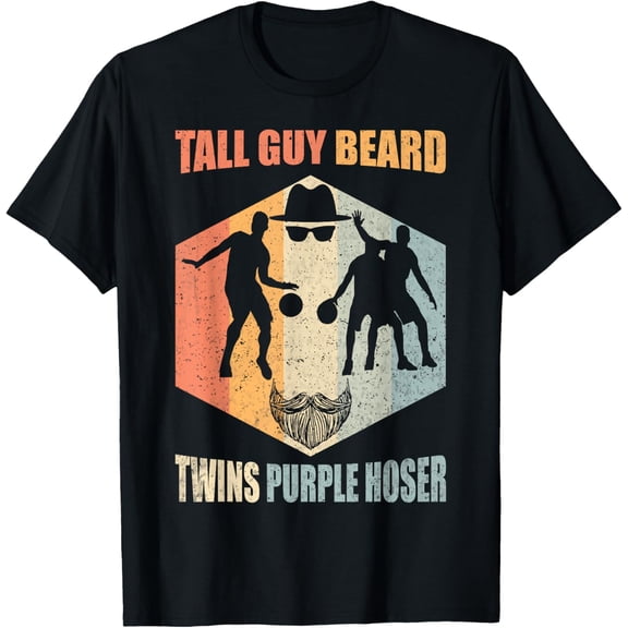 Perfect Vintage Retro Dude Tall Guy Beard Twins Purple Hoser T-Shirt