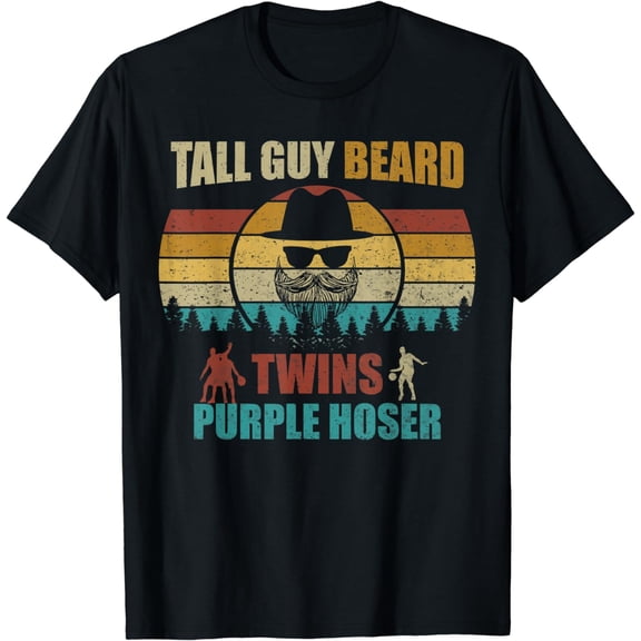 Perfect Vintage Retro Dude Tall Guy Beard Twins Purple Hoser T-Shirt