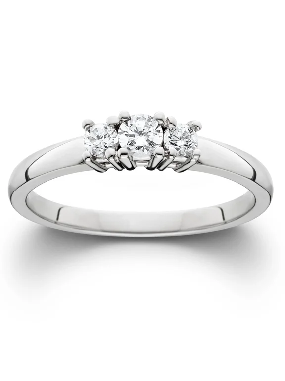 Perfect Wedding Proposal Ring, Three Stone Engagement Ring, 1.2 Ct Round Brilliant Cut Simulated Diamond, Valentine Ring, 14K White Gold Plated, Birthday Gifts, Anniversary Gift For Her