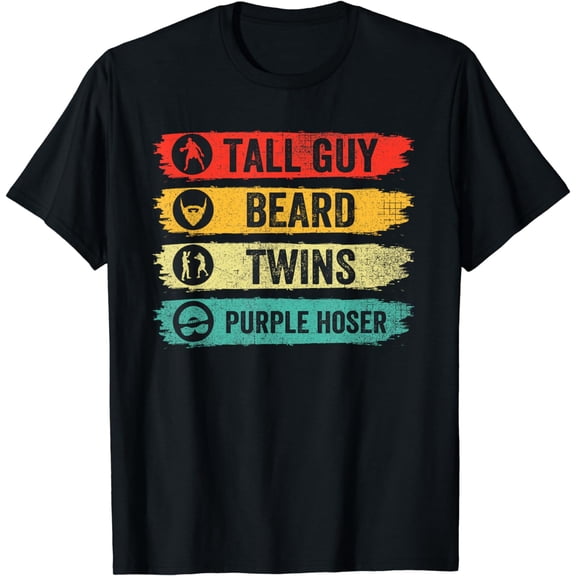 Perfect for kids dude-TALL GUY BEARD TWINS PURPLE HOSER T-Shirt