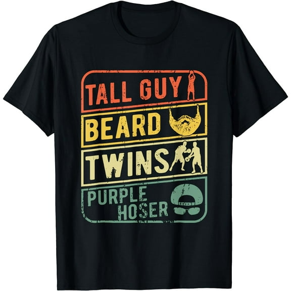 Perfect gift for kids dude-TALL GUY BEARD TWINS PURPLE HOSER T-Shirt