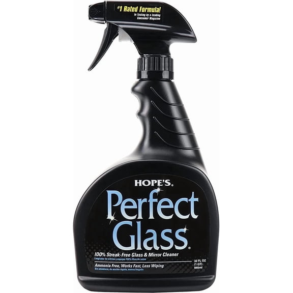 Perfect glass cleaner spray, streak-free, ammonia-free, suitable for cleaning windows, mirrors, screens, tinted glass, and shower doors, indoor and outdoor glass surfaces, 32 fluid ounces, 1 pack
