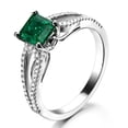 thumbnail image 1 of Perfect twin row 2 Carat Princess cut Emerald and Diamond Engagement Ring in White Gold, 1 of 4