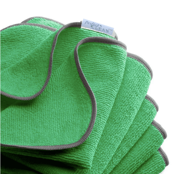 PerfectCLEAN - Micro-Denier Microfiber Cleaning Wiper, Absorbent Cleaning Towels, Streak-Free Microfiber Cloth for Cars, Windows, and Bathrooms, Cleaning Supplies, 16x16'', 5 Count, Green