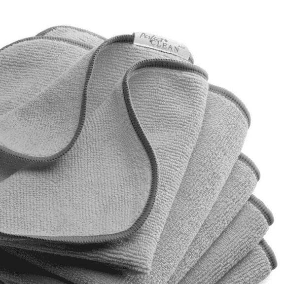 PerfectCLEAN - Micro-Denier Microfiber Cleaning Wiper, Absorbent Cleaning Towels, Streak-Free Microfiber Cloth for Cars, Windows, and Bathrooms, Cleaning Supplies, 12x12'', 5 Count, Grey