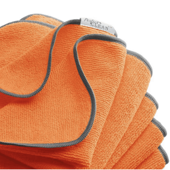 PerfectCLEAN - Micro-Denier Microfiber Cleaning Wiper, Absorbent Cleaning Towels, Streak-Free Microfiber Cloth for Cars, Windows, and Bathrooms, Cleaning Supplies, 16x16'', 5 Count, Orange