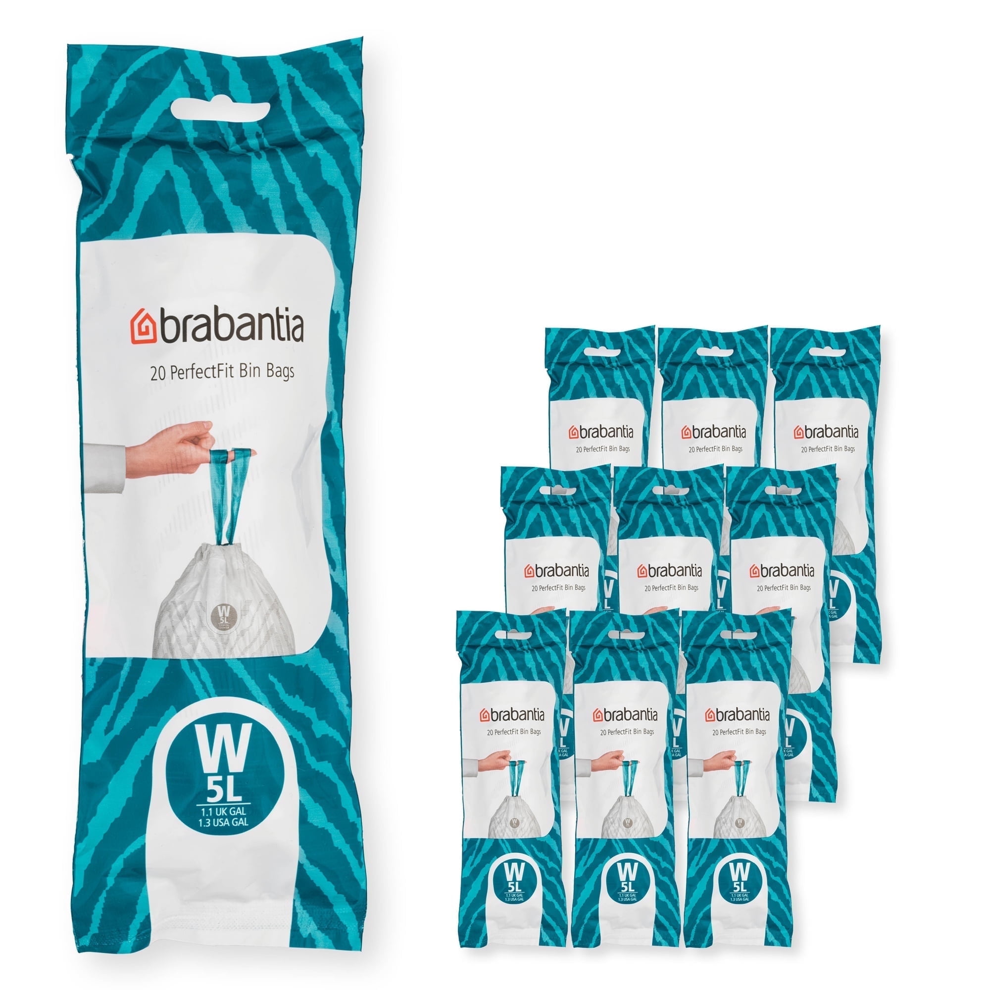 PerfectFit Trash Bags, Code W, 1.3 Gallon (5L), 200 Trash Bags
