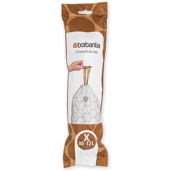 PerfectFit Trash Bags Size X 200 Count Thick Plastic Liners with Drawstring Handles for 12L Bin