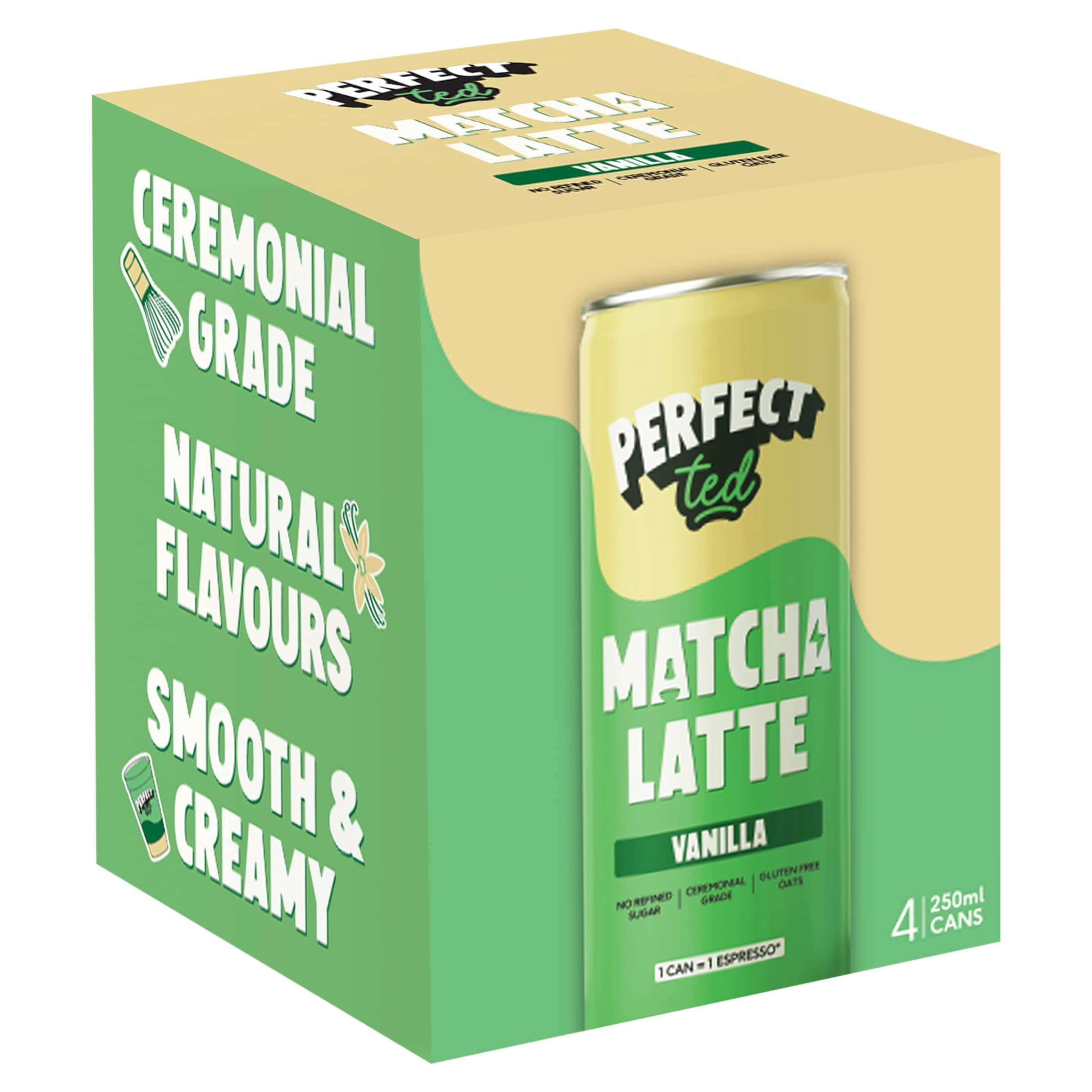 PerfectTed Matcha Latte Vanilla 4x250ml, Imported from Britain
