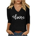 thumbnail image 1 of Perfectbot 3/4 Sleeve T-Shirts for Women V Neck Tunic Dressy Casual Blouses Fashion Tops Tees, 1 of 3